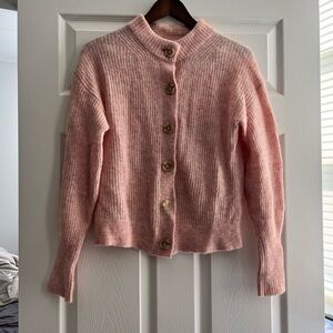 Everlane Cropped Alpaca Cardigan in Rose (Medium)